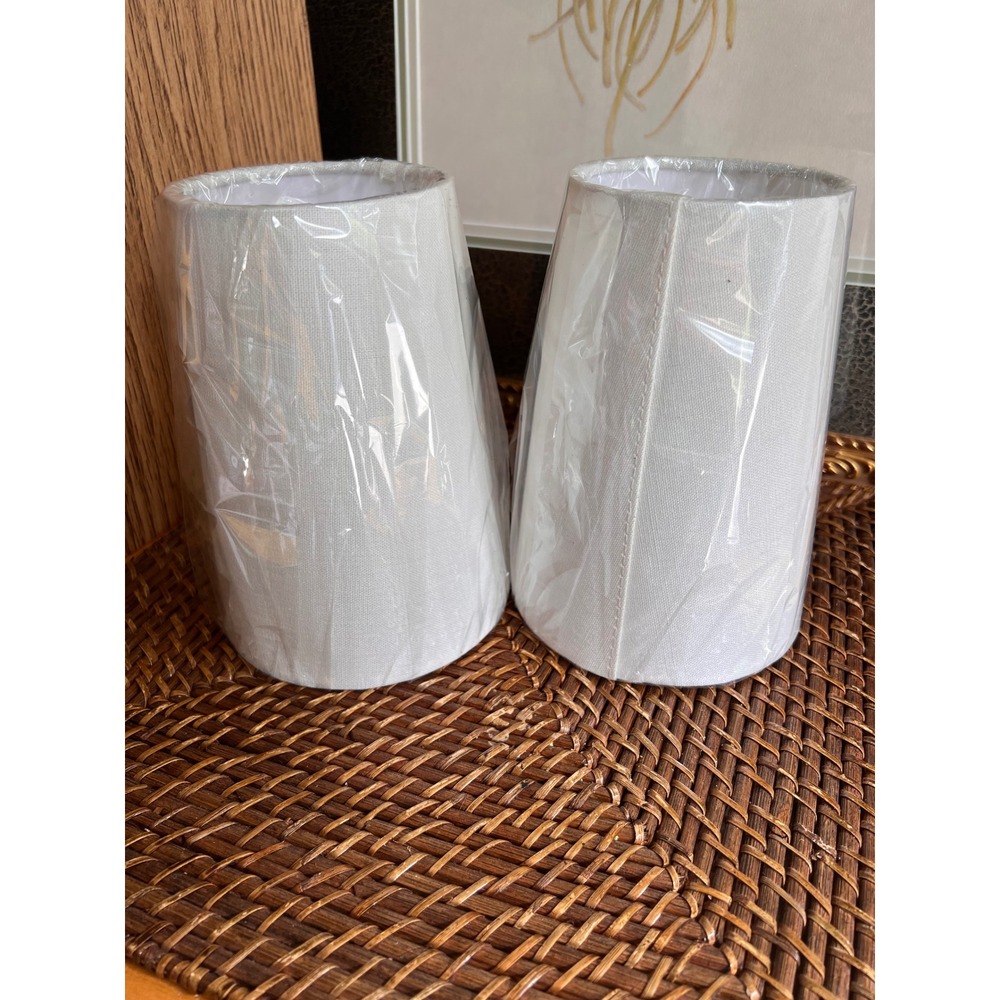 Set of 2 White Fabric Tapered Drum Lamp Shades Small Empire Spider Fitter 7 Inch